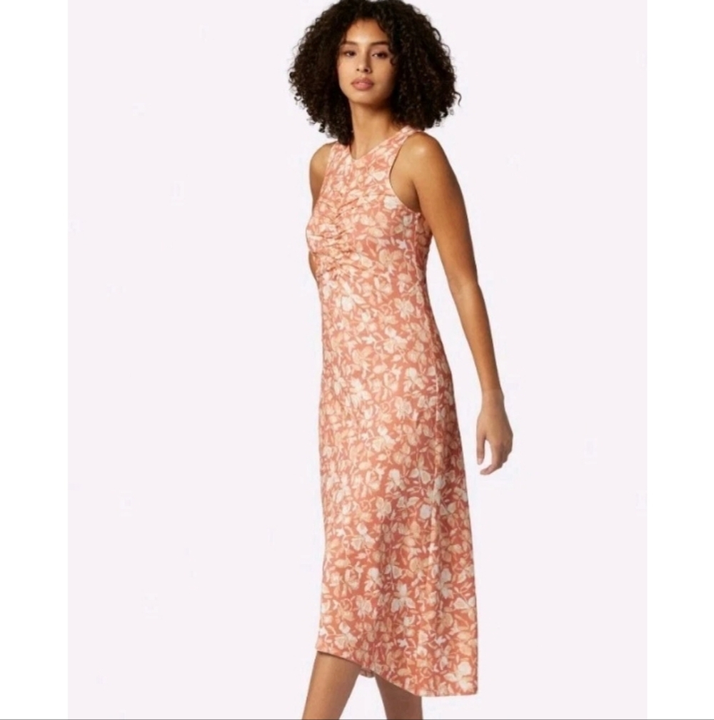 JOIE Elliot Ruched Floral Midi Cotton Dress